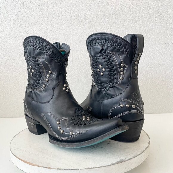 Lane COSSETTE Womens Cowboy Bootie 11 Western Cowgirl Black Short Ankle Boots